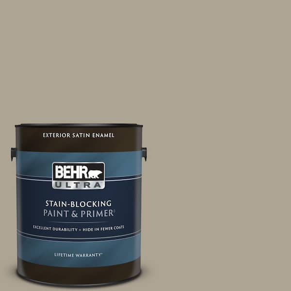 BEHR ULTRA 1 gal. Home Decorators Collection #HDC-NT-14 Smoked Tan Satin Enamel Exterior Paint & Primer