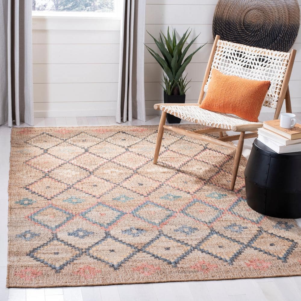 Bohemian Bliss Blue Cotton 24" Square Handwoven Accent Rug