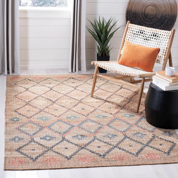 Kilim Natural/Blue 6 ft. x 9 ft. Geometric Area Rug