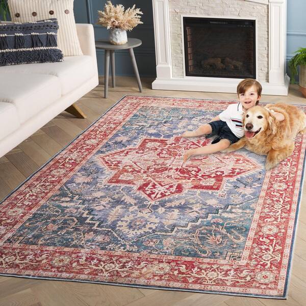 SAFAVIEH Arizona Blue Green/Rust 9 ft. x 12 ft. Distressed Border