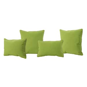 Coronado Green Lumbar and Square Outdoor Patio Throw Pillows (4-Pack)