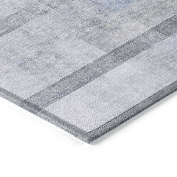 Navy and Gray 2 ft. x 3 ft. Woven Solid Color Rectangle Indoor/Outdoor Area Rug