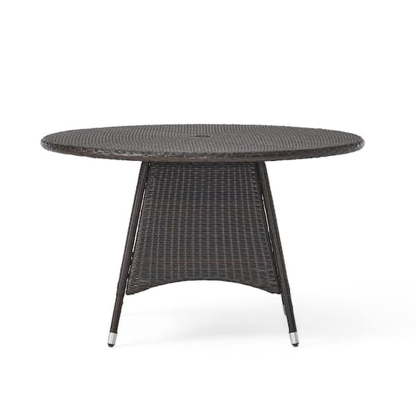 Unbranded Outdoor PE Wicker Round Dining Table Suitable for Patio and Garden, Can be Matched with any Style, Brown