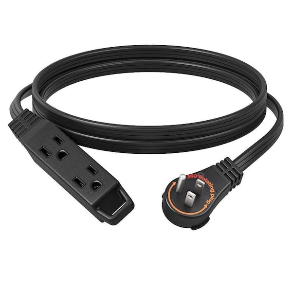 6ft. SPT-3, 16 Awg /3Conductors Flat Power Cable, Indoor/Outdoor Extension Cord with 3Prong Ultra Thin Power Strip,Black