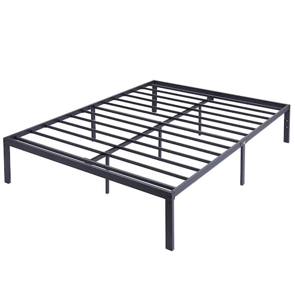 Full Bed Frames No Box Spring Needed, Heavy Duty Metal Platform with Steel Slat, Easy Assembly, 54 in. W, Black, 9 Legs