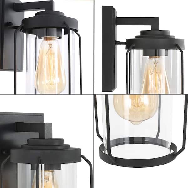 Mullan light Matte Black Dusk to Dawn Outdoor Wall Lantern Sconce with  Clear Tempered Glass - Yahoo Shopping