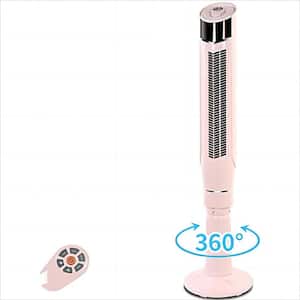 12.6 in. W 8 Wind Speed Portable Tower Fan with 360-Degree Oscillation, Remote Control, 3 Modes Setting, Timer in Pink
