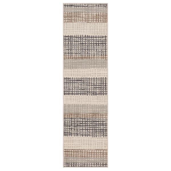 Reed Multi 2 ft. 1 in. x 7 ft. 6 in. Modern Contemporary Geometric Plaid Runner Rug