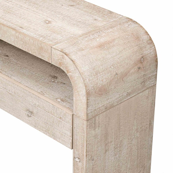 Polibi 52 in. Natural Wood Wash Rectangle Wood Console Table