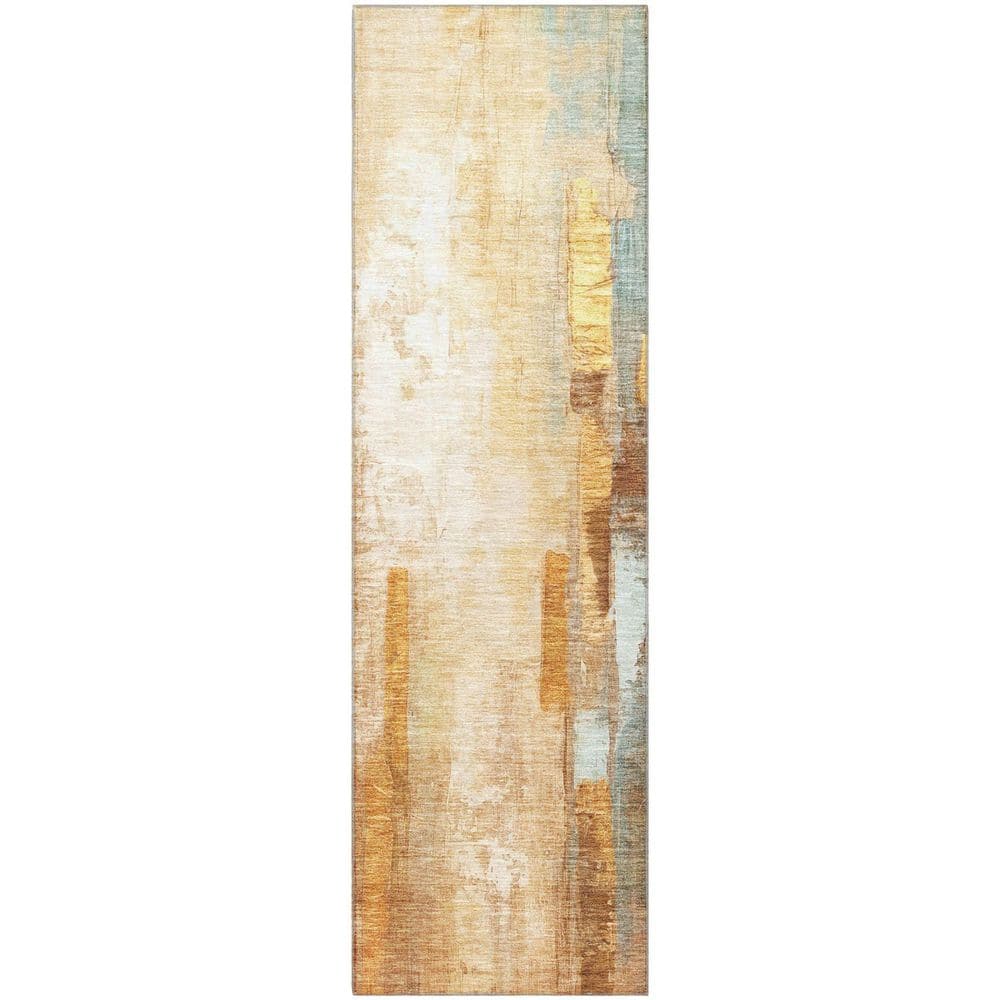 Mayfield Premium Machine Washable Abstract AMF2020 Copper 2 ft. x 7 ft. Runner Rug price history on PriceWatchPro