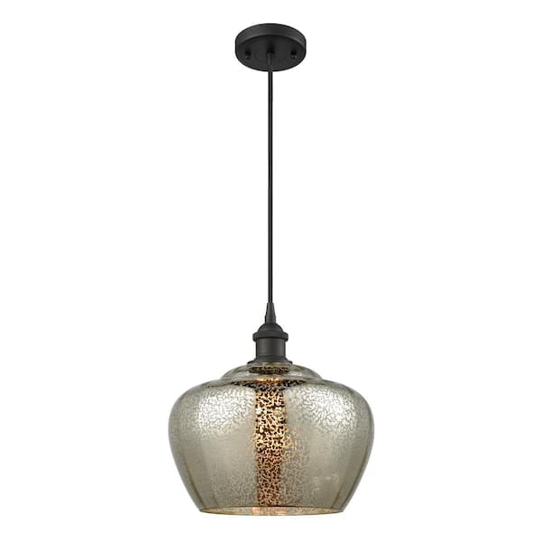 Innovations Fenton 1-Light Oil Rubbed Bronze Shaded Pendant Light with Mercury Glass Shade