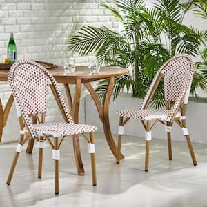 Brown Plus White French Bistro chairs, Woven Rattan, Durable Frame Made of Aluminum can be Used Indoors and Outdoors