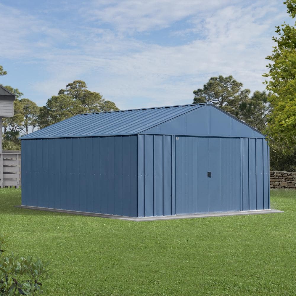 12 ft x 15 ft Blue Grey Steel Storage Shed