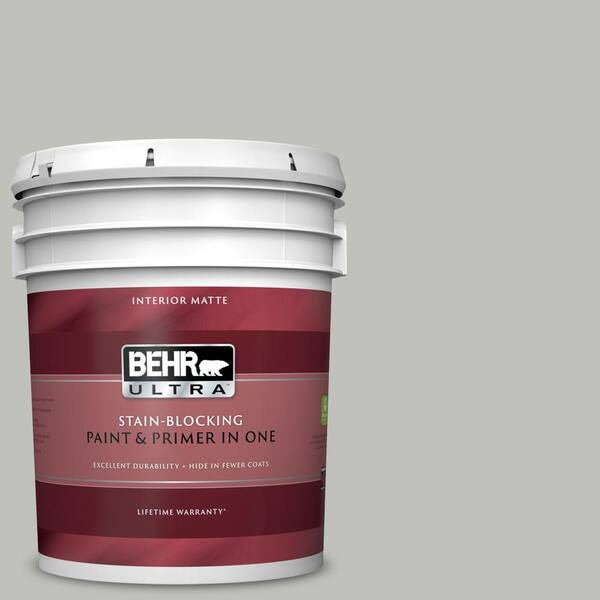 BEHR ULTRA 5 gal. #UL210-8 Silver Sage Matte Interior Paint and Primer in One