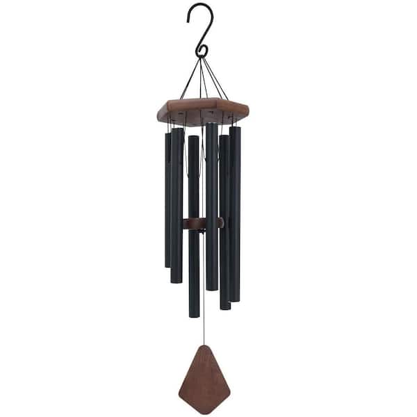 30 in. Black Aluminium Wind Chime with Wind Catcher Outdoor Garden Patio Decoration