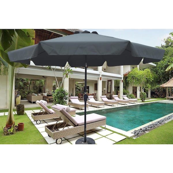 Unbranded Hot Seller Dark Gray Metal Outdoor Patio Umbrella Cover with 8 Ribs, Tilt, Crank, for Backyard Pool