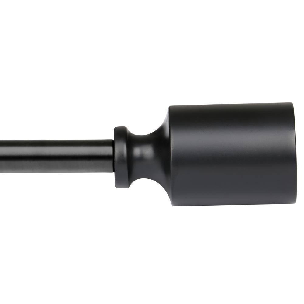 Adjustable Black Metal Curtain Rod with Decorative Finials, 28-48 Inch