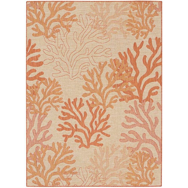 Garden Oasis Coral 5 ft. x 7 ft. Nature-inspired Contemporary Area Rug