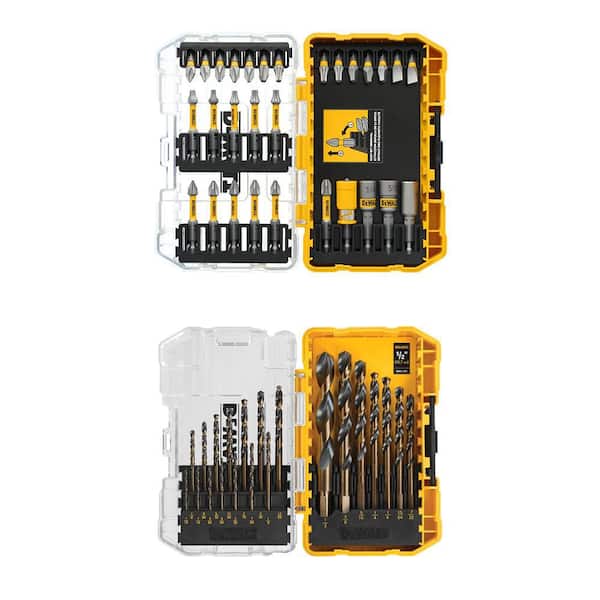 Maxfit Ultra 1/4 in. Hex Steel Screwdriving Bit Set (30-Piece) and Black and Gold Twist Drill Bit Set (21-Piece)