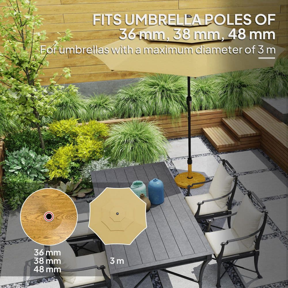 Natural Wood and Concrete Patio Umbrella Base with Wheels
