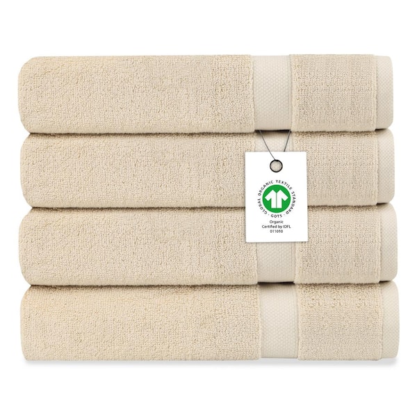 Delara Fog Solid 100% Organic Cotton Luxuriously Plush Bath Sheet (Set of 4)
