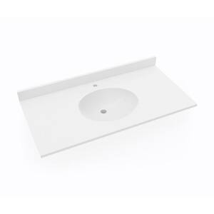 Ellipse 43 in. W x 22 in. D Solid Surface Vanity Top with Sink in White