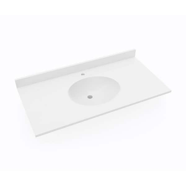 Swan Ellipse 43 in. W x 22 in. D Solid Surface Vanity Top with Sink in White