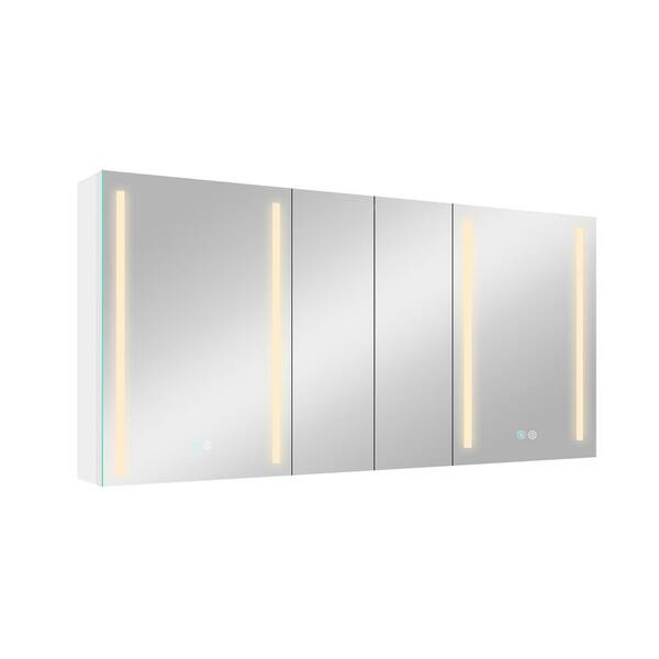 Staykiwi 60 in. W x 30 in. H Rectangular Aluminum Medicine Cabinet with Mirror