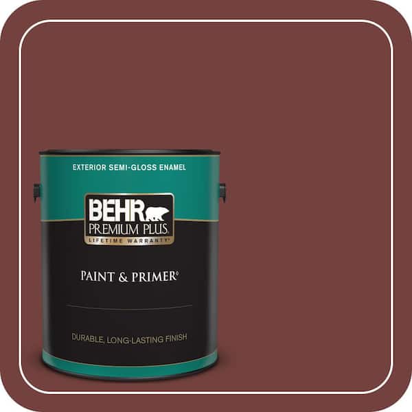 BEHR PREMIUM PLUS 1 gal. #ECC-27-1 Red Pines Semi-Gloss Enamel Exterior Paint & Primer