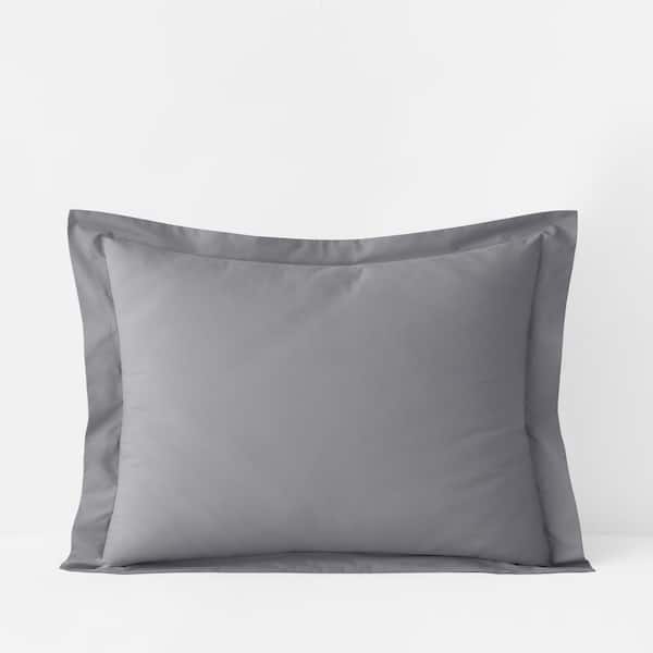 The Company Store Legends Hotel Organic Cotton Dark Gray Cotton Percale Standard Sham