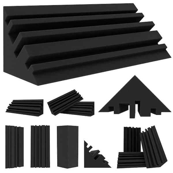 4 in. x 4 in. x 12 in. Dense Thick Studio Bass Foam Corner (12-Pack), Acoustic Treatment Panel, Absorbing Echo Reverb