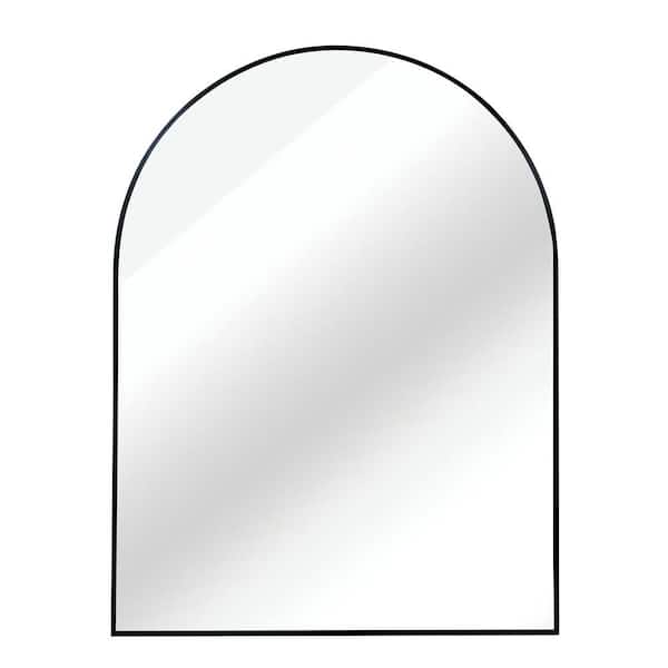 30 in W x 36 in. H Arched Wall Mirror,Metal Frame Black Bathroom Mirror,Wall Mounted Vanity Mirror for Bedroom Entryway