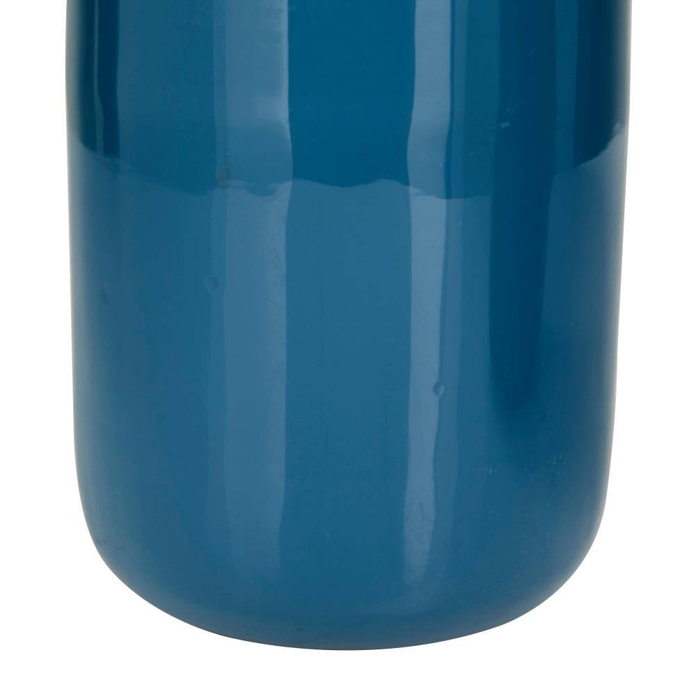 Blue Solid Polished Metal Round Vase Set of 2 - Modern Indoor Decor