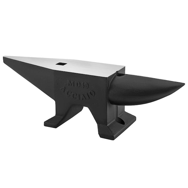 Black 88 lbs. Cast Steel Single Horn Anvil with Countertop and Stable Base for Horticultural Treatment, Forging Tools