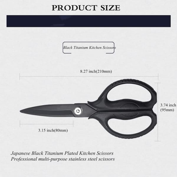 Numhew Black Titanium Plated Heavy Duty Japanese Kitchen Scissors