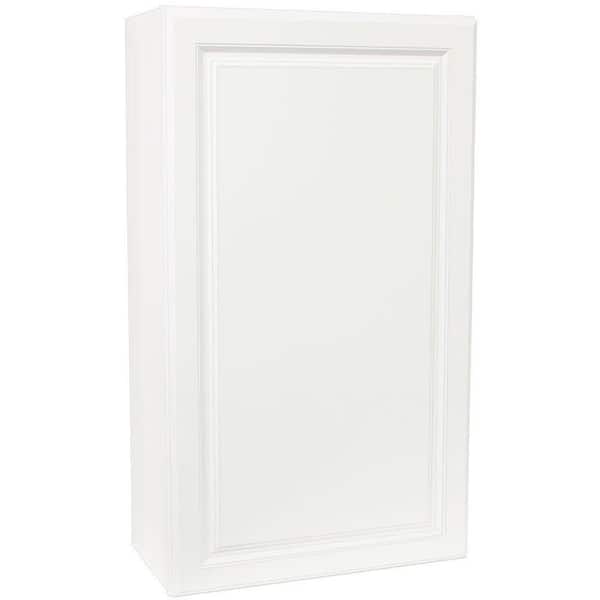 Hampton Bay Satin White Raised Panel Stock Assembled Wall Kitchen Cabinet 24 In X 42 12 Kw2442 Sw - 24 Inch Wall Cabinet With Glass Doors