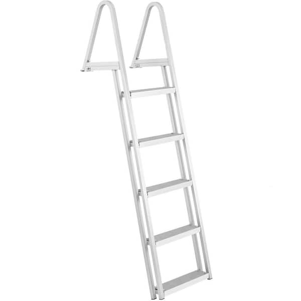 Retractable Dock Ladder 5-Steps 3.1 in. Wide Standard Adjustable Swim Ladder Aluminum 350 lbs. Load, Dock Ladder