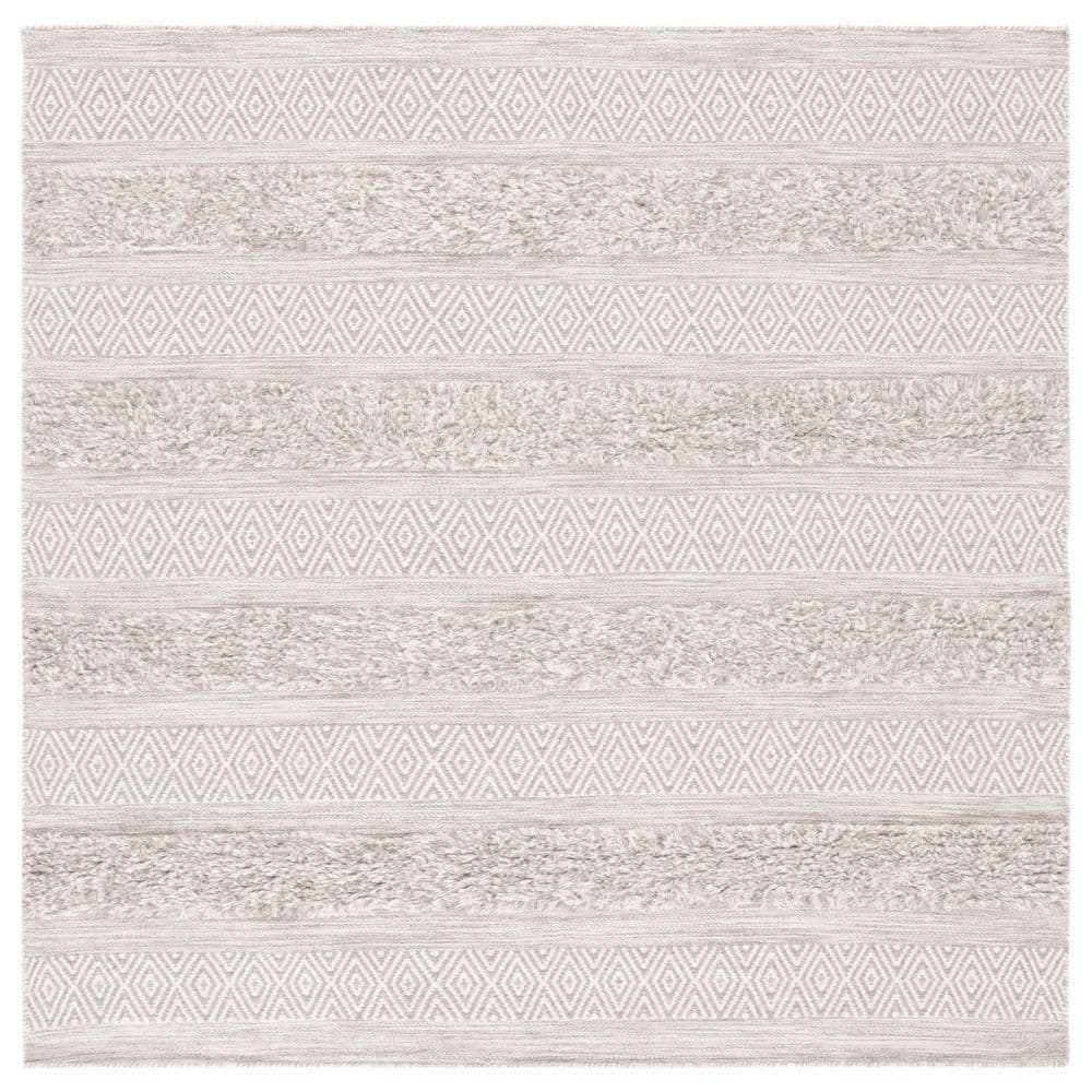 Vermont 6 ft. x 6 ft. Beige/Gray Striped High-Low Square Area Rug price history on PriceWatchPro