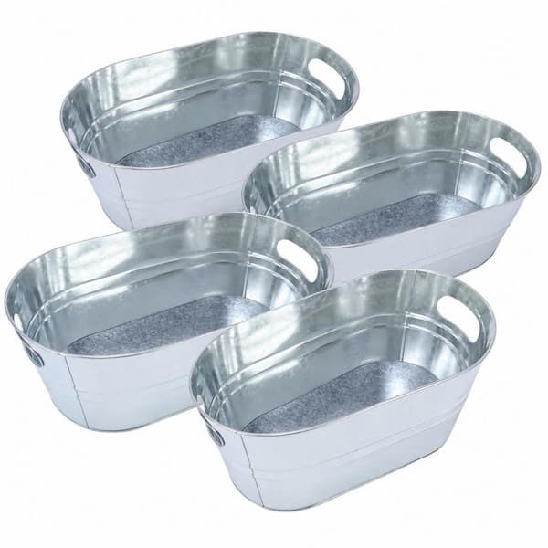 Black Galvanized 4 Pack 3 Gal. Metal Beverage Tubs with Carry Handles