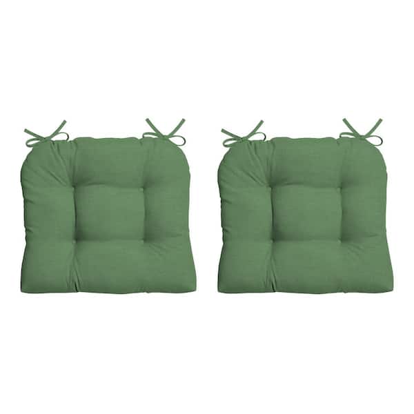 ARDEN 20 in. x 18 in. Rectangle Outdoor Wicker Seat Cushion in Moss Green Leala (2-Pack)
