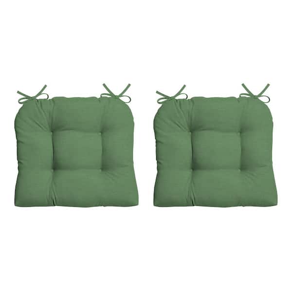ARDEN SELECTIONS 20 in. x 18 in. Rectangle Outdoor Wicker Seat Cushion in Moss Green Leala (2-Pack)