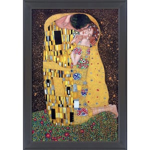 The Kiss (Full view) by Gustav Klimt Gallery Black Framed People Oil Painting Art Print 28 in. x 40 in.