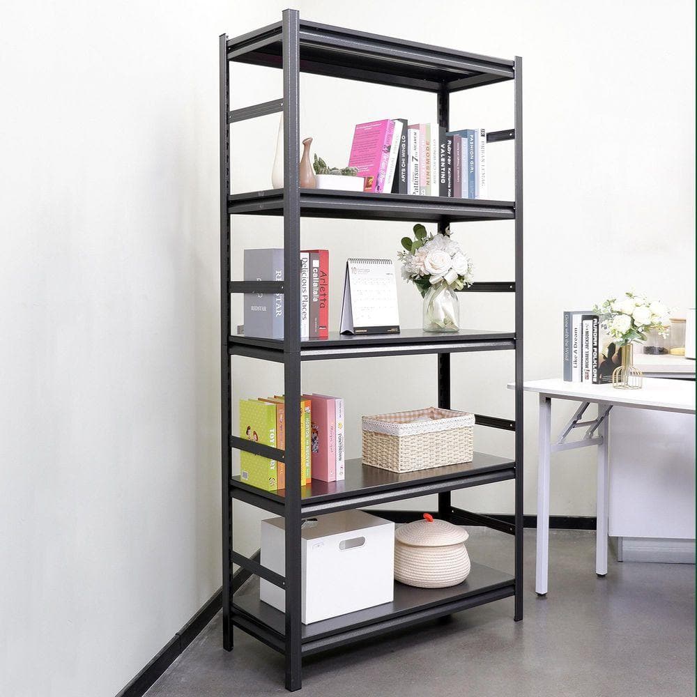 Storage Shelves 5 Tier Heavy Duty Metal Shelving Unit Adjustable Shelving Units and Storage Rack Kitchen in Black