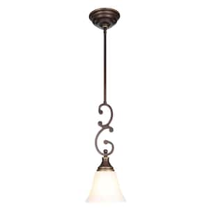 Somerset 1-Light Oil-Rubbed Bronze Mini Pendant with Bell Shaped Frosted Glass Shade