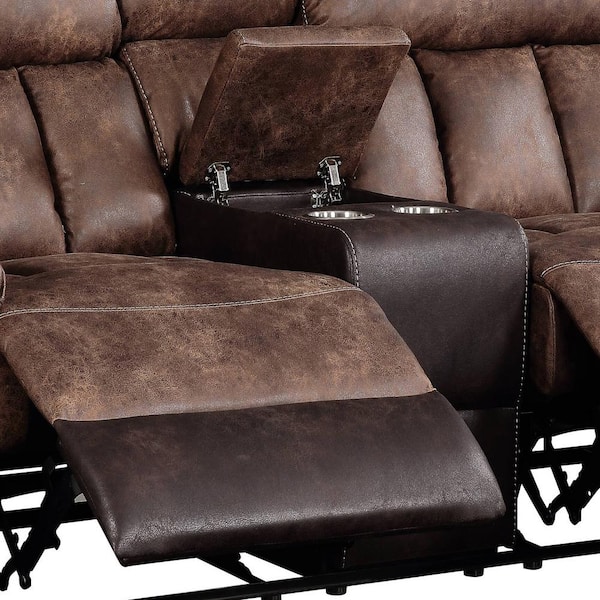 Acme Furniture Jaylen 38 in. Toffee and Espresso Solid Leather 2