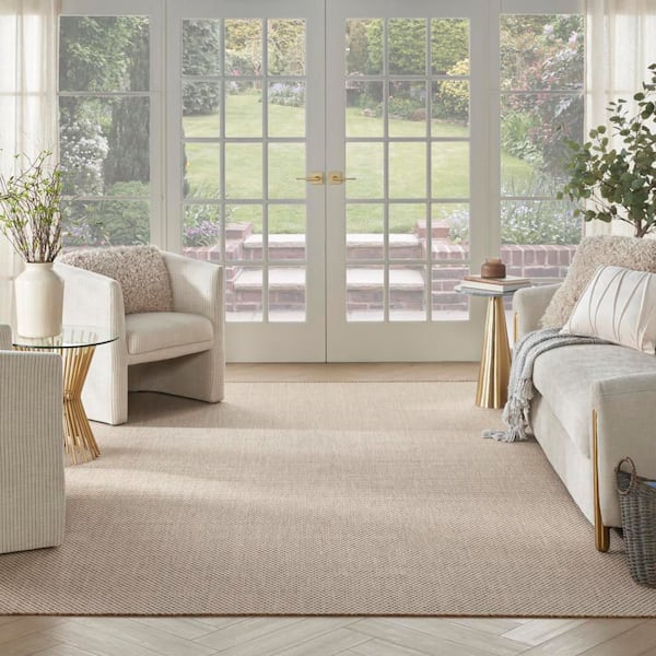 Courtyard Jute Ivory 10 ft. x 14 ft. All-Over Design Contemporary Area Rug