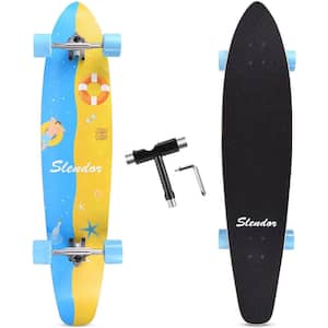 Cosmo 42 in. Beach Swimming Longboard Skateboard Drop Through Deck Complete Maple Cruiser Freestyle, Camber Concave