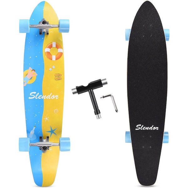 SEEUTEK Cosmo 42 in. Beach Swimming Longboard Skateboard Drop Through Deck Complete Maple Cruiser Freestyle, Camber Concave
