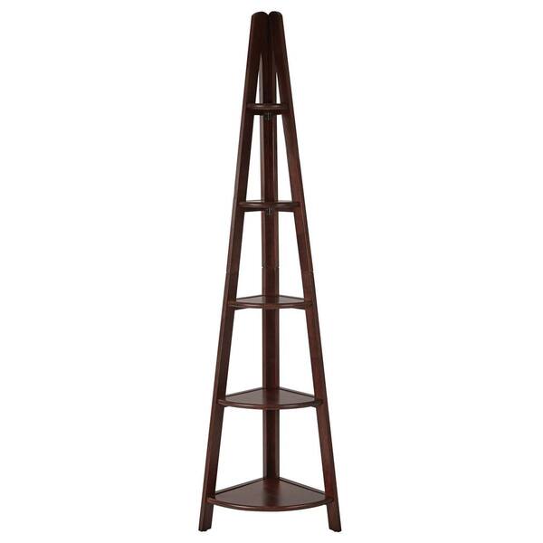 OSP Home Furnishings Corner 5-Shelf Ladder Bookcase in Espresso
