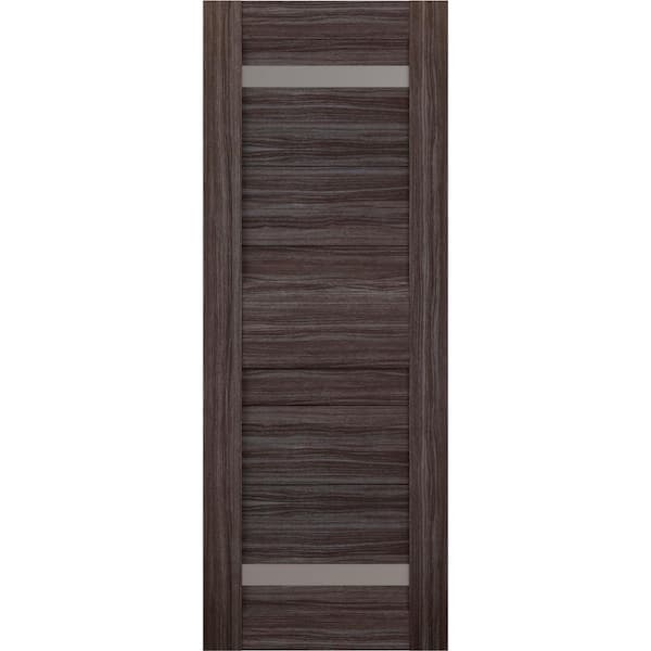 Belldinni Imma 27.75 in. x 95.25 in. No Bore Solid Core 2-Lite Frosted Glass Gray Oak Finished Wood Composite Interior Door Slab